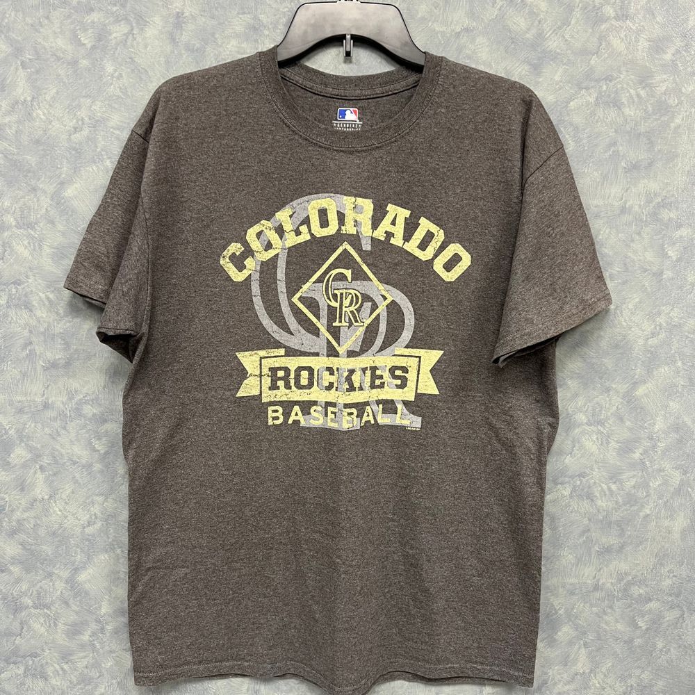 MLB Colorado‎ Rockies Baseball Graphic T-Shirt Vintage Style Distressed Logo L/G